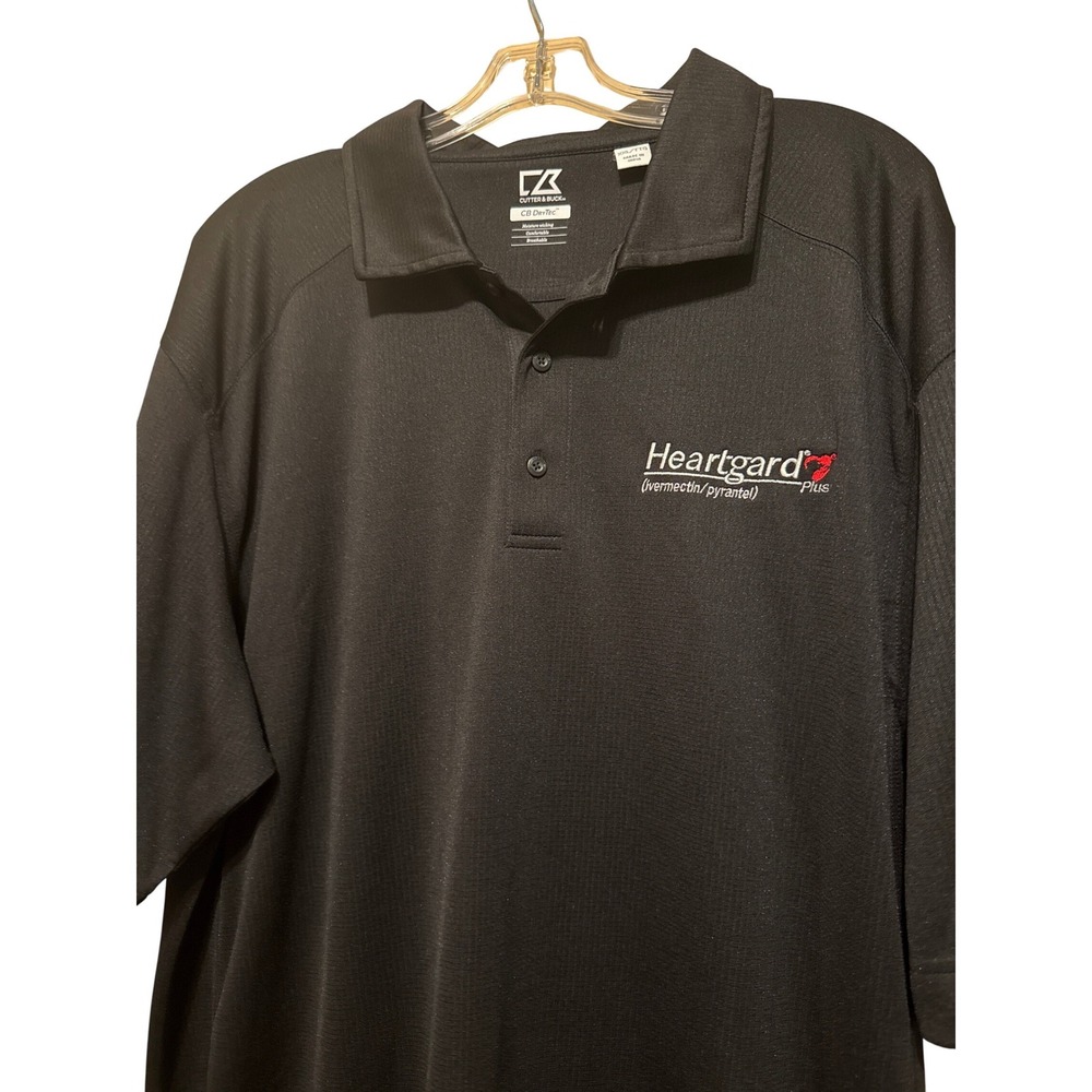 Cutter & Buck CB DryTec‎ Moisture Wick Black Heartgard Plus Polo Shirt Men's XXL